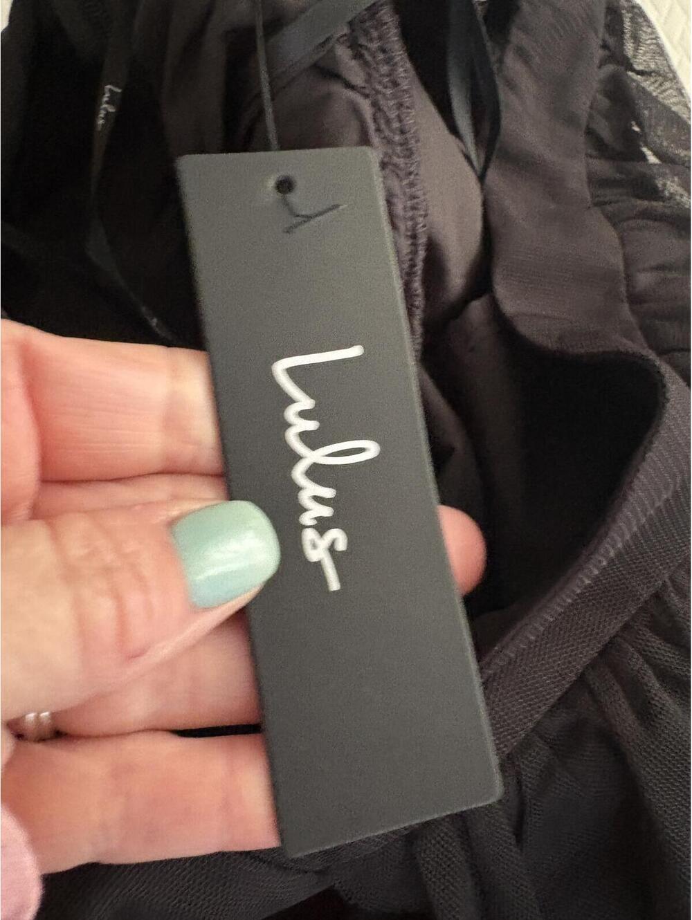 Lulus | NWT Simply Delighted Black Deep V Mesh Ruffle Backless Maxi Dress Size S - Picture 9 of 9